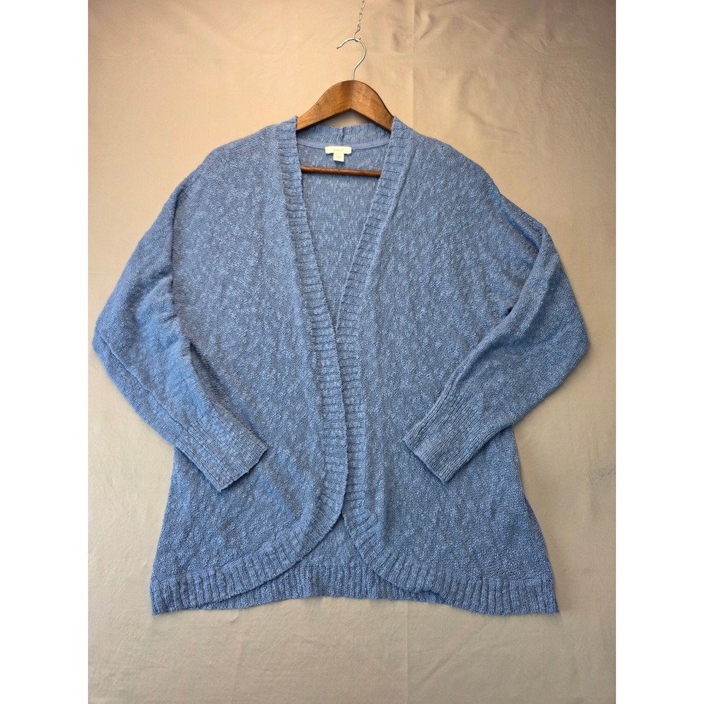 Pure Jill J. Jill Blue Marl Open Front Cardigan Sweater Medium Slub Knit Ribbed